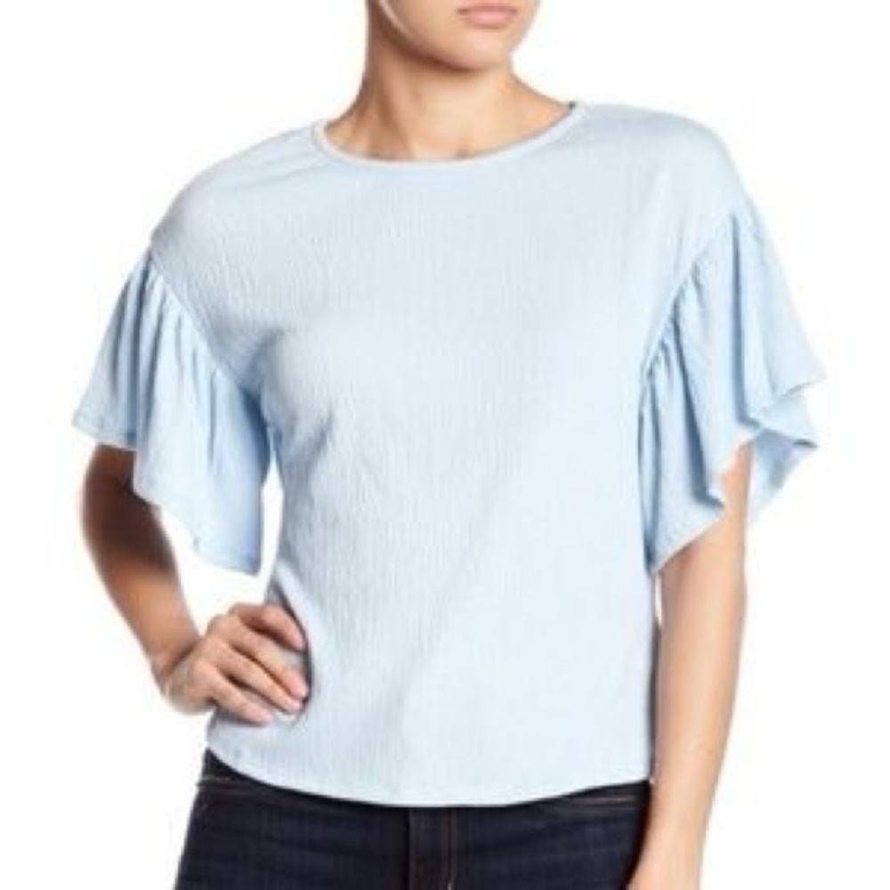 Ten Sixty Sherman Blue Ruffle Top